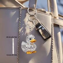 2D Flat 10pcs Cute Diamond Duck Keychain, Multi-Functional Acrylic Key Ring, Suitable For Car Key Chain And Backpack Decoration, Women's Keychain, Gift For Friends, Family, Classmates - View 1