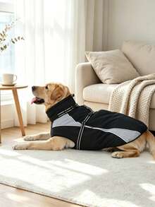 Metglad Dog Winter Coat, All‑In‑One Harness Pet Cold‑Weather Jacket, Night Reflective Dog Snow Coat, Fleece‑Lined Belly‑Protection Outdoor Vest For Small Medium Large Dogs - Black - View 7