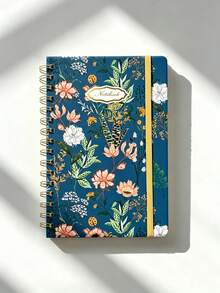 4pcs A5 Notebook Set, Includes 3-Color Liquid Ink Pens + 1pc Notebook, Hardcover Floral Notebook With Pen Holder Strap, Metal Spiral Binding, Home Bill Tracking, Learning Knowledge Recording, Suitable As Gift, Student/Adult Girl Diary, Office/Study Supplies, Birthday Gift, School Stationery - Multi-color - View 8
