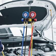 4 Way AC Gauge - AC Manifold Gauge Set For R134A R22 R12 R410A Refrigerant, Freon Gauges With 5ft Hoses, Couplers, Can Tap Works On Car Auto Freon Charging And Evacuation - For R134A R22 R12 R410A - View 9