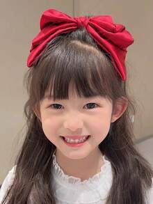 1件女孩紅色三層蝴蝶結光滑緞面防滑甜美髮夾，適合日常配戴、派對、四季休閒髮飾，節日禮物 - 紅色 - 查看 4