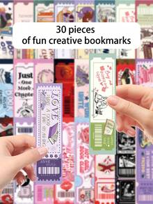 30pcs Book Lovers Club Cartoon Colorful Reading Bookmarks, Library Card Markers, Reading Cards, Message Cards, Creative Bookmarks For Book Lovers, Students, Book Decoration, Back To School, School Supplies, Party Gifts, Holiday Gifts - 30pcs - View 5