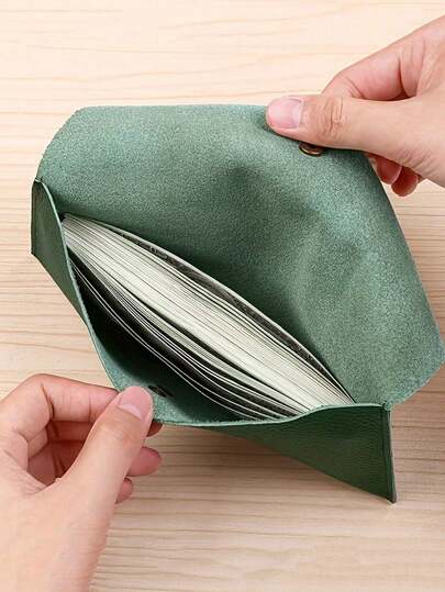 1pc Envelope Wallet, Reusable Money Saving Envelope Wallet, Simple Solid Color Long Wallet, Fashion Casual Wallet, Multi-Functional Card Holder, Card Sleeve Envelope Card Holder, Unisex (Button, Lining Color Random)