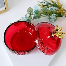 1pc Glass Pomegranate Jar, Highly Attractive Desktop Decor Ornament, Multi-Seed Multi-Fortune Pomegranate Jar, Festive Decorative Storage Container - View 2