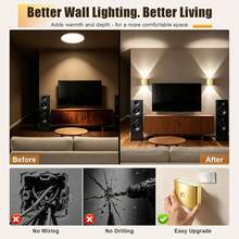 Luz de pared con sensor de movimiento LED, lámpara de pared decorativa inalámbrica, luz de pared LED con protección ocular, luz nocturna alimentada por batería, modelo, adecuada para pasillo, baño, dormitorio, cocina, decoración del hogar, decoración de la sala de estar - Cuadrado multicolor [Versión mejorada] - Ver 10