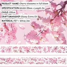 2m/Roll Cherry Blossom PET Washi Tape Floral Transparent Sticker Decorative Tape, Suitable For Diary, Scrapbook, Planner Stationery, 100cm Loop - Flowers - View 16