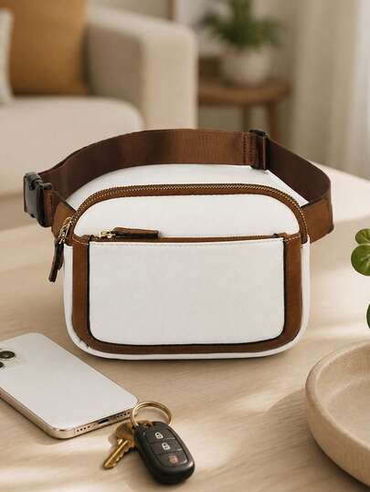 Women's Crossbody Bag 2-In-1 Waist Bag With Adjustable Multiple Zipper Pockets For Fashionable Travel, Commuting, Daily Use