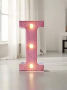 1pc Pink Sequin Glowing Letter/Number Desktop Decorative Night Light, Romantic Proposal Birthday Party Atmosphere Light, Guide Light - Q2-pink Letter Light - View 44