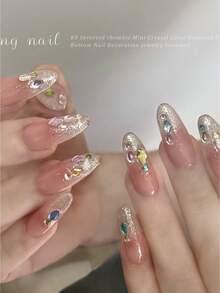 20pcs 3x5mm Rhombus K9 Nail Rhinestones (Flat Back), Champagne/Pink/Purple Optional, DIY Decoration - Multicolor - View 4
