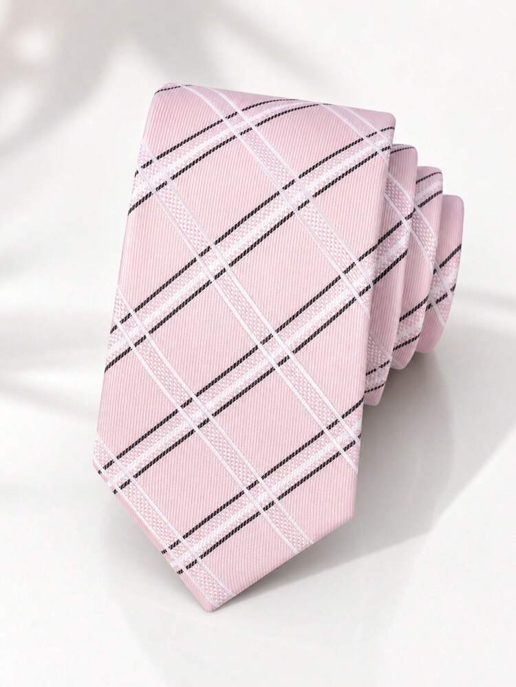 1pc Women's Classic Striped JK Uniform Tie, Suitable For Students And Teenagers, British Plaid Pattern, Cosplay Party Tie Accessory, Suitable For Women's Dresses And Valentine's Day Decoration - Light Pink Plaid - View 6