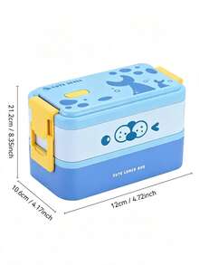 Cartoon Print Lunch Box, Double-Layer Sealed Meal Container With Buckle Lock, Suitable For Office Simple Meals, Cute Food Storage Container - Multicolor - View 7