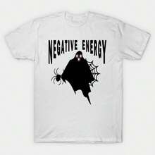 Unisex-Summer/Autumn T-Shirts - Funny Negative Energy Ghost Halloween Sarcastic Design T-Shirt-Streetwear,Y2k,Herren,Pasha Style,Herbst Outfit,Essenti - White - View 1