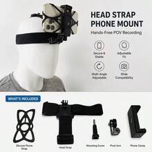 Head-Mounted Phone Holder With Phone Clip, First-Person View POV Head Strap For Action Camera, Hands-Free Fixed Mount For Outdoor Live Streaming And Video Recording - Multicolor - View 1