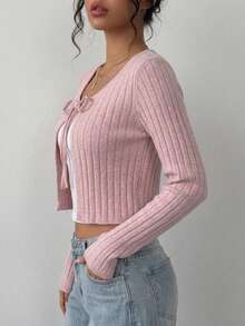 Women Cardigans - Pink - View 2