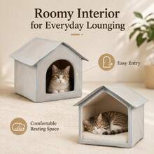 Enclosed Cat House Warm Cat Cave Bed Indoor Kitten Private Resting Nest Foldable S/M/L - one-size - View 7