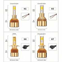 2 buah Lampu Depan LED Mobil Dua Warna Kuning dan Putih H1 H7 H11 H4 Lampu Jauh dan Dekat Terintegrasi - C6 - View 7