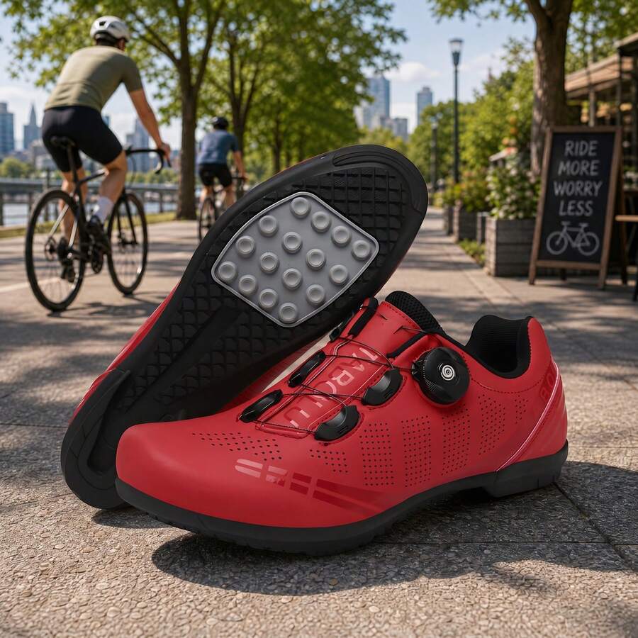 Women's Professional Road Cycling Shoes, Cycling Sports Shoes, Road Bike Speed Flat Sports Shoes, Bicycle Sports Shoes - Iridescent Red - View 1