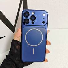 磨砂金屬磁吸手機殼，適用於 iPhone 18 Pro Max 17 16 15 14 13 Pro，附鏡頭保護膜，支援無線充電，防摔保護殼，適合送給女性與男性的禮物 - 藍色 - 查看 7