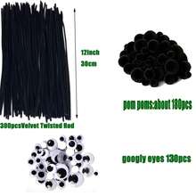Set Perlengkapan Kerajinan Laba-laba 610pcs - Pembersih Pipa, Pom Pom, Mata Mainan, Cocok untuk Proyek Seni Sekolah DIY, Aksesoris Dekorasi Buatan Tangan Halloween - kerajinan pipa - View 13