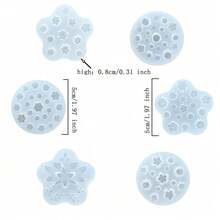Mini 6pcs Floral Silicone Resin Molds, Jewelry Casting Tools, Suitable For Spring, Valentine's Day, Father's Day, Mother's Day, Thanksgiving, Birthday Gift DIY Molds, Suitable For Earrings, Nail Art, Bracelets, Necklaces, Rings And Other DIY Molds - White - View 7