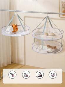 1pc Double-Layer Folding Drying Rack, Practical Laundry Drying Assistant. Suitable For Drying Small Items, Sweaters, Preventing Deformation And Tangling. Folding Design, Convenient To Place On Balcony Or Indoors. Made Of Durable High-Quality Materials, Strong Load-Bearing Capacity. Effectively Solves Drying Problems, Enhances Daily Life Happiness. - Multicolor - View 3