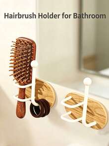 Rak Penyimpanan Aksesori Rambut Dinding Kamar Mandi Hemat Ruang Tanpa Pengeboran, Organizer Sisir Kayu yang Dipasang di Dinding, Rak Gantung Dinding Praktis untuk Sisir Rambut, Ikat Rambut, dan Jepit Rambut - MultiWarna - View 5