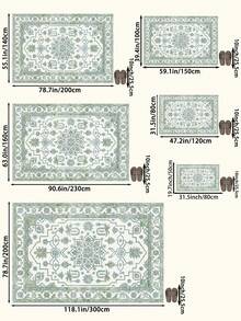 1pc Light Green Bohemian Living Room Rug, Suitable For Kitchen, Dining Room, Bedroom, Room Holiday Decor, Indoor/Outdoor, Office, Lobby, Anti-Slip Doormat, Bathroom Rug, Hallway, Study Gaming Area Rug - Mint Green - View 4