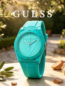 Guess Women's Quartz Watch, Soft Pink Touch Silicone Strap, Embossed Triangle Logo Dial, Youthful Style, Summer Beach Travel, Casual Gathering, Fashion Accessory - one-size - View 11