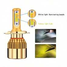 2 buah Lampu Depan LED Mobil Dua Warna Kuning dan Putih H1 H7 H11 H4 Lampu Jauh dan Dekat Terintegrasi - C6 - View 2