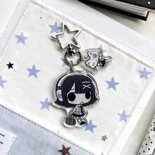 Cute Black Hair Blue Hair Girl Super Adorable Acrylic Keychain Pendant Accessory Gift For Best Friend - Multicolor - View 5