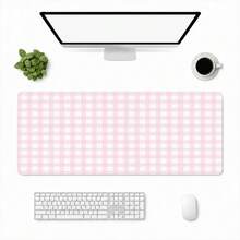 1pc Pink And White Gingham Pattern: Uniform Checkered Design, Pastel Digital Art Style. Large Desk Mat, Non-Slip Mouse Pad, Waterproof Keyboard Desk Protector For Office, Study & Gaming Setup, Home Desk Decor, Gift Ready - Mouse Pad - View 6