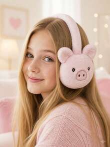 1pc Cute Pig Plush Warm Earmuffs For Girls - Multicolor - View 1