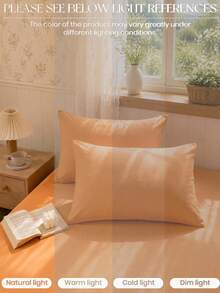 2pcs Orange Super Soft Solid Color Pillowcases, Lightweight And Breathable, Envelope Closure, Solid Color Bed Pillowcases, Suitable For Bedroom, Dorm, Back To School Season And Other Occasions. - Orange - View 6