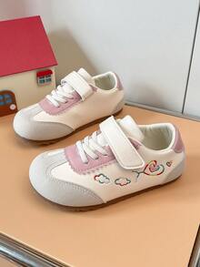 Sepatu Bayi Bordir Awan Hati dengan Pengait dan Perekat, Sol Lembut, Anti Slip, Stabil untuk Balita Belajar Berjalan ke Taman Kanak-Kanak - Grey - View 2
