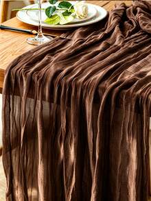 1/2/3/6/12/16/24pcs Chocolate Brown Bohemian Gauze Table Runner, Vintage Country‑Style Table Decoration, For Wedding, Bridal Shower, Birthday, Christmas, New Year, Home Dining Table Ornament - Multicolor - View 2