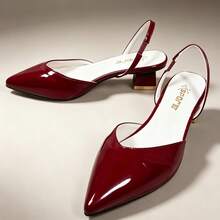 GAN AI Sandalias de tacón alto grueso con punta puntiaguda y media cubierta para mujer, estilo elegante y de moda, adecuadas para fiestas informales y otras ocasiones. - Rouge Casaque - Ver 4