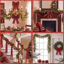 1 Set DIY Christmas Chandelier Garland Decorations Included Artificial Pine Garlands And Green Red Plaid Ribbons Xmas Dining Room Table Decoration For Christmas Theme Holiday Party Backdrop Centerpiece - Decorative Pendant - View 8