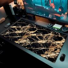 Luckybutterfly 1PC Black Gold Marble Large Mouse Pad Non‑Slip Extended Desk Mat Waterproof Gaming Keyboard Mousepad For Office Home - Black and White - View 3