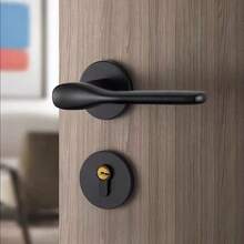1 Set Full Metal Split Door Lock, Comprising Two Door Handles And Lock Body With Lock Cylinder, Comes With 3 Keys, Suitable For Bedroom, Large Room, Kitchen, Main Door, Round Door Handle For Easy Use, Exquisite Craftsmanship, Black Texture Elegant, Overall Effect Is Perfect - A - View 10