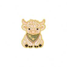 Cartoon Highland Cow Enamel Brooch, Floral Yak Metal Lapel Pin Badge, Cute Backpack Hat Jacket Clothing Decoration Accessory, Adorable Gift For Friends - Multicolor - View 18