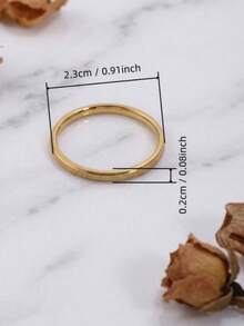 1pc Stainless Steel 18K Gold Plated Minimalist Matte Plain Thin Ring, Simple Elegant Textured Design, Versatile All-Match Jewelry For Commute, Casual And Daily Wear - Matte Thin Ring - View 2