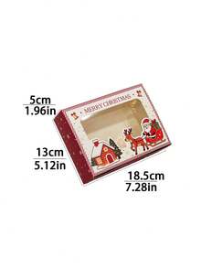 4pcs/12pcs/24pcs Christmas Window Gift Boxes, Printed Santa Claus & Reindeer Gift Empty Boxes, Holiday Party Gift Packaging For Cookies, Snowflake Crisps, Candy, Desserts Storage - View 2