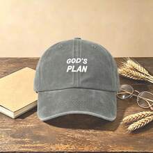 1pc GOD'S PLAN Letter Embroidered Washed Baseball Cap Vintage Distressed Soft Crown Adjustable Casual Sun Hat For Men Women - Multicolor - View 12