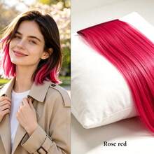 8 Inch Colored Clip‑In Highlight Hair Extensions, Invisible Straight Synthetic Hairpiece For Women, Heat Resistant, Easy Wear For Halloween, Cosplay, Festival & Daily Use, 1‑Piece - Multicolor - View 20