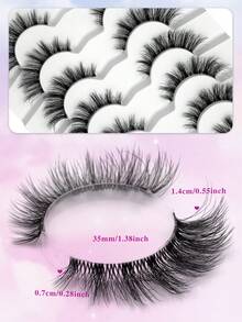 ENCHUW 7 Pairs False Eyelashes Natural Look Cat Eye Lashes With Clear Band Wispy Fake Eyelashes 3D Strip Lashes Soft Lashes Fluffy Natural Eye Lashes - Black - View 2
