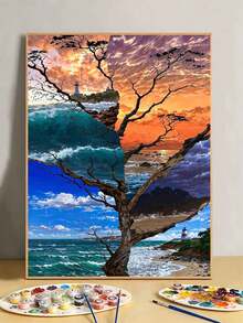 مجموعة الرسم بالأرقام DIY شجرة المنارة السريالية (بدون إطار 8x12 / 16x20 بوصة) (أكريليك) فنون وحرف يدوية للمبتدئين البالغين، ديكور جدران المنزل، وهدايا إبداعية للعطلات للديكور الداخلي - أطقم - مشاهدة 1