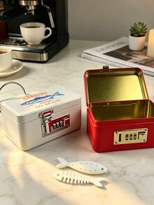 Jewelry Organizer With Sardine Pattern, Jewelry Box With Combination Lock, Hair Accessory Storage Case. Portable Card Storage Box, Daily Miscellaneous Storage, Suitable For Travel, Dorm, Home, Office, Birthday Gift, Halloween Christmas Gift - Multicolor - View 8