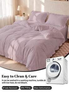 Set Sprei Selimut Berumbai 2/3 pcs, Perlengkapan Tidur Asrama, Set Sprei Warna Polos, Dekorasi Kamar, Ramah Kulit dan Bernapas, Sangat Lembut dan Anti-Pilling, Sprei Ukuran Twin XL, Isi Selimut Tidak Termasuk, Cocok untuk Ukuran Twin, Full, King, Queen, Sepanjang Musim, Dapat Dicuci dengan Mesin, Kembali ke Sekolah - Warna pasta kacang merah - View 7