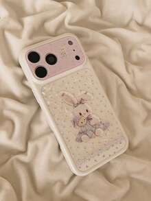 1pc Japanese & Korean Style Shell Pattern Purple Floral Rabbit Phone Case Compatible With Iphone 17 Pro Max, Large Window, 16 Pro New Model, 15, 14/13/12, Women's Full Coverage Hard Shell - Multicolor - View 2