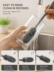 1pc Multi-Function Long Handle Silicone Cleaning Brush, Long Handle Design, No Electricity Required, Multi-Function Cleaning Brush, Suitable For Kitchen, Furniture, Can Deep Clean Coffee Cups, Water Bottles, Etc., Suitable For All Surfaces, Can Clean Cups And Bottles, Reusable, Ideal For Kitchen And Bathroom. - Multiple Styles and Colors - View 6
